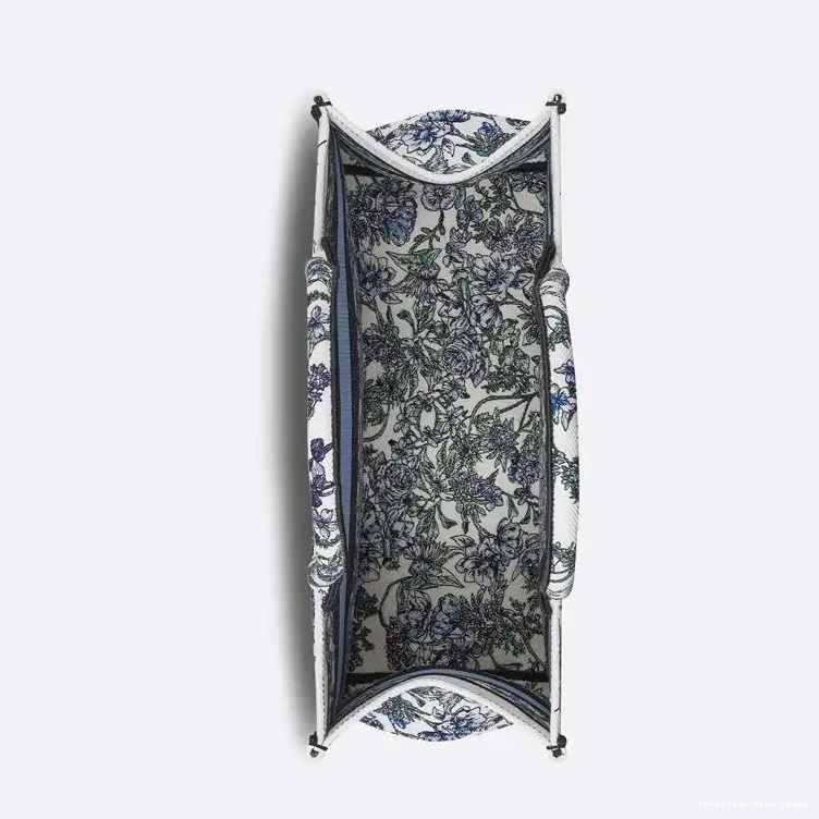 Cheap White Flowers Motif Book Dior Canvas Tote Blue Constellation 0503 Luxury